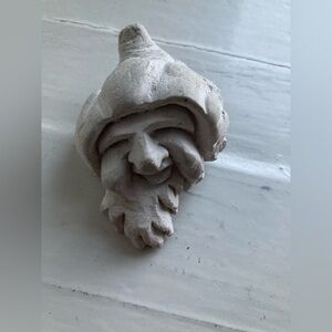 Hand Poured Small Concrete Gnome Head